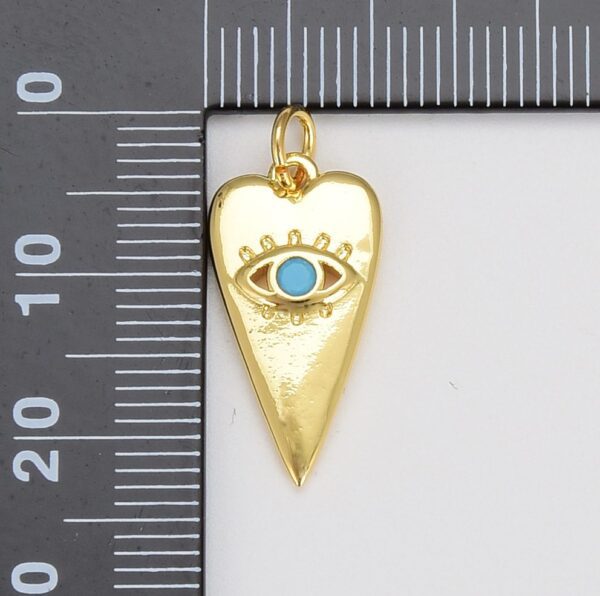 18K Gold Filled Heart Shaped Dainty Turquoise Evil Eye Charm, CP823A