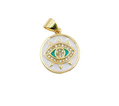 18K Gold Filled Enamel Evil Eye Charm, CP831A