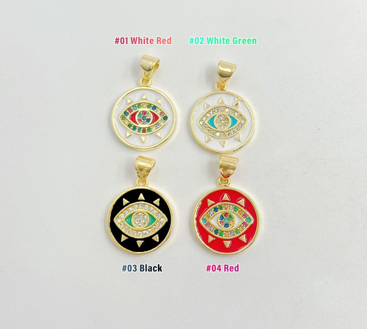 18K Gold Filled Enamel Evil Eye Charm, CP831A