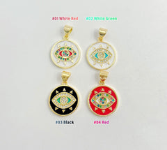 18K Gold Filled Enamel Evil Eye Charm, CP831A