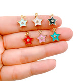 18K Gold Filled Enamel Star Charm, Cubic Zirconia Micro Pave Star Pendant, Star Charm, Star Pendant, Star Necklace, Enamel Charms, 16x11mm, CP832