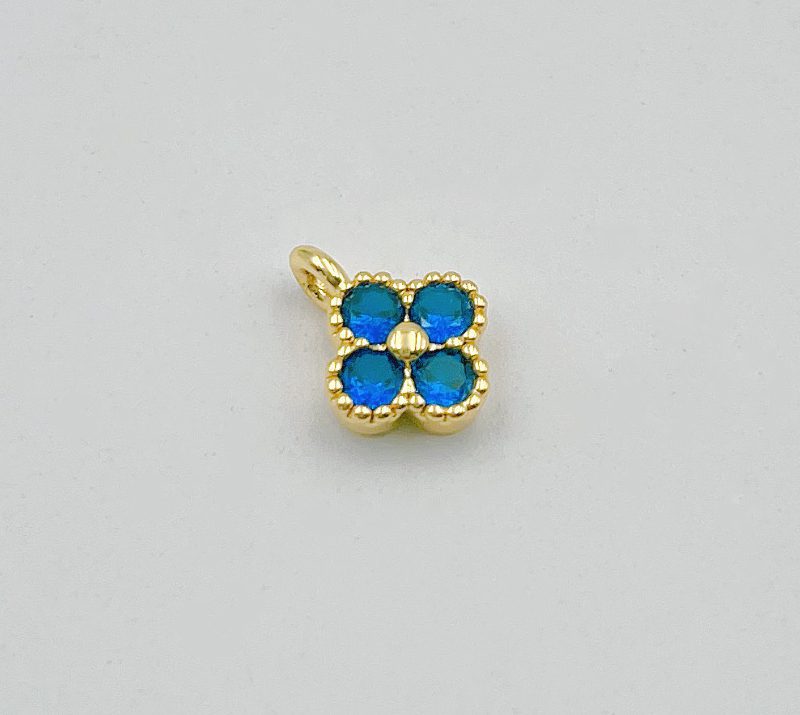 18K Gold Filled Four Leaf Clover Charm CZ, Clover Charm, Clover Pendant, Good Luck Charm, Quatrefoil Necklace, 10x8mm, CP841