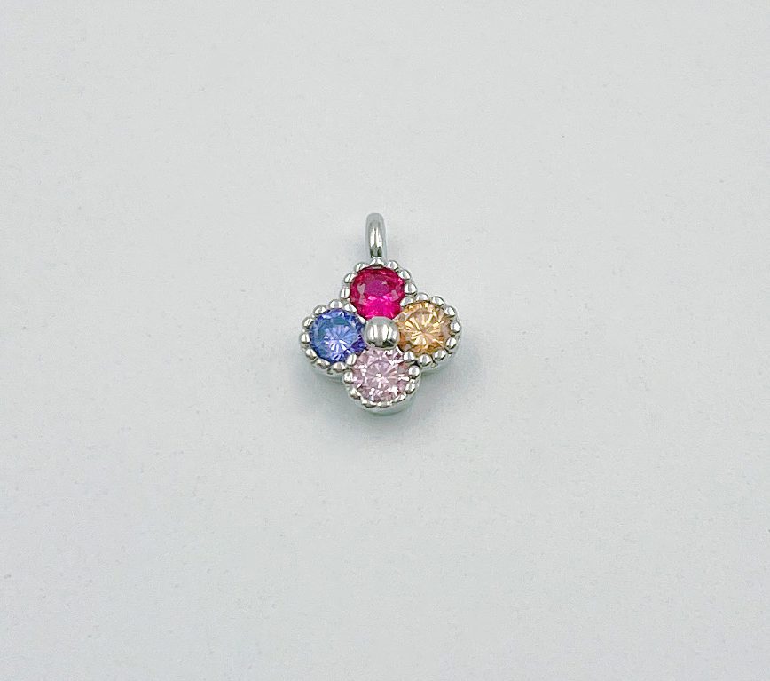 18K Gold Filled Four Leaf Clover Charm CZ, Clover Charm, Clover Pendant, Good Luck Charm, Quatrefoil Necklace, 10x8mm, CP841