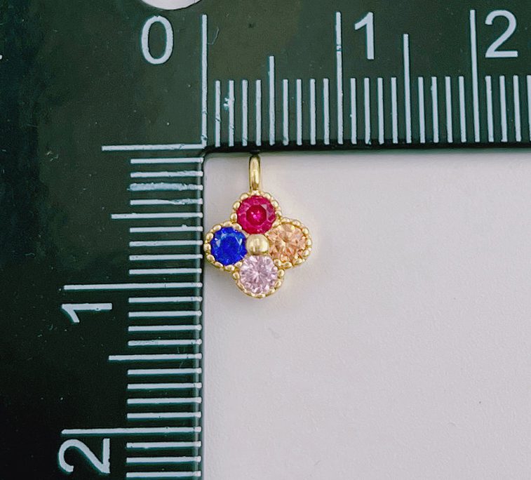18K Gold Filled Four Leaf Clover Charm CZ, Clover Charm, Clover Pendant, Good Luck Charm, Quatrefoil Necklace, 10x8mm, CP841