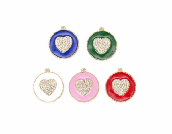 14K Gold Filled Micro Pave Pink Enamel Heart Charm Pendant, Enamel Heart Pendant, Heart Charm Red Heart Pendant for Necklace Bracelet CP850