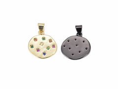 14K Gold Filled Disc Charm Pendant CZ, Disc Necklace, Coin Charm, Necklace Charm, Charm Bracelet, Cubic Zirconia, 23x18mm, CP859