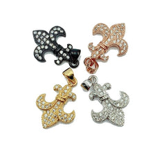 18K Gold Filled Fleur de Lis Cubic Zirconia Micro Pave Charm, Fleur de Lis Jewelry, New Orleans, Paris Jewelry, French Jewelry, 22x17mm, CP863