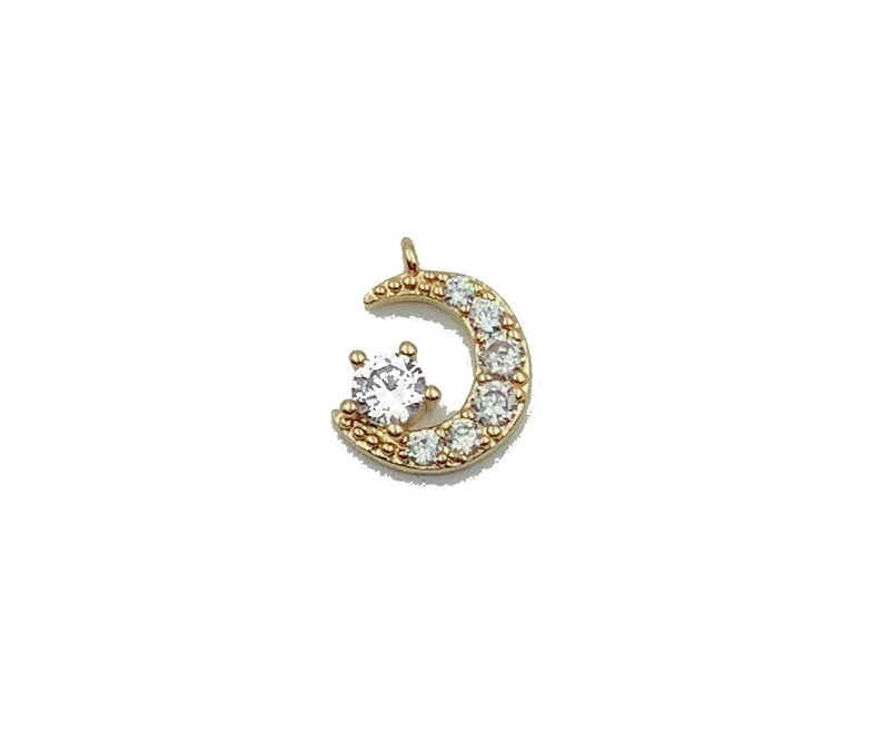 14K Gold Filled Crescent Moon Charm Pendant, CZ Micro Pave, Moon Charm, Moon Pendant, Moon Necklace, Moon Jewelry, 13x10mm, CP865