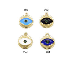 14K Gold Filled Enamel Evil Eye Charm Pendant, Evil Eye Charm, Evil Eye Jewelry, Evil Eye Pendant, Enamel Evil Eye, Charm, 17x15mm, CP878