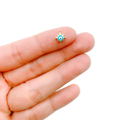 18K Gold Filled Starburst Evil Eye Charm Pendant, Enamel Evil Eye Charm, Evil Eye Jewelry, Evil Eye Pendant, Enamel Charm, 10x8mm, CP885