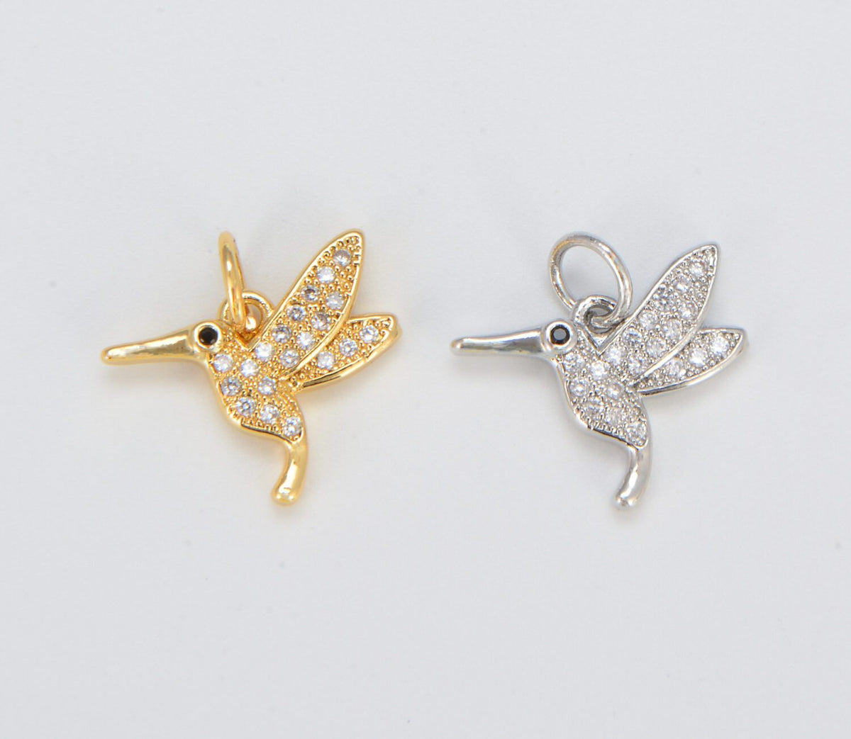 18K Gold Filled Micro Pave Hummingbird Charm Pendant, CP892