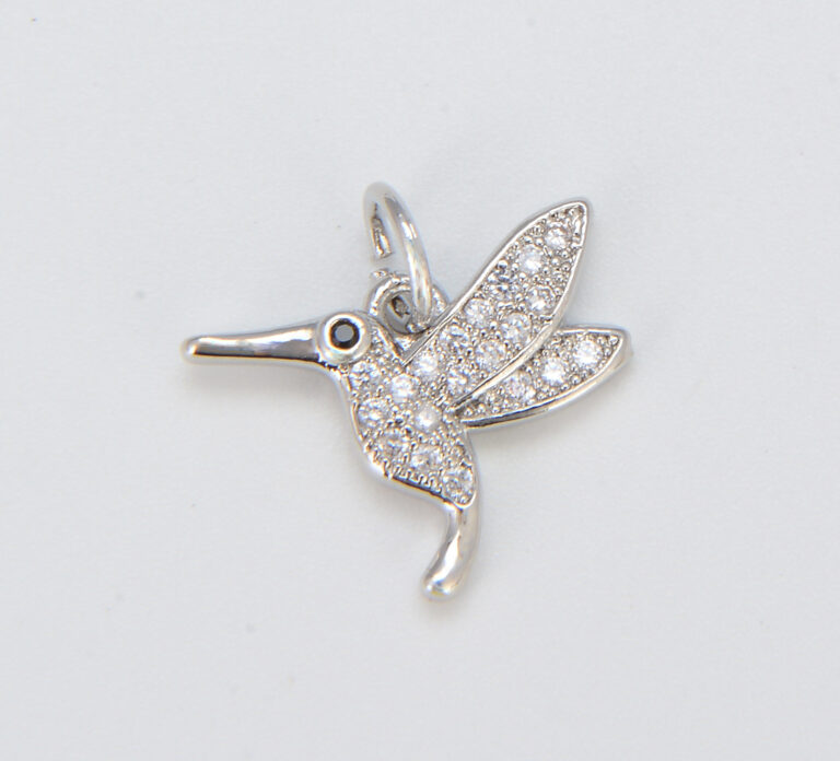 18K Gold Filled Micro Pave Hummingbird Charm Pendant, CP892