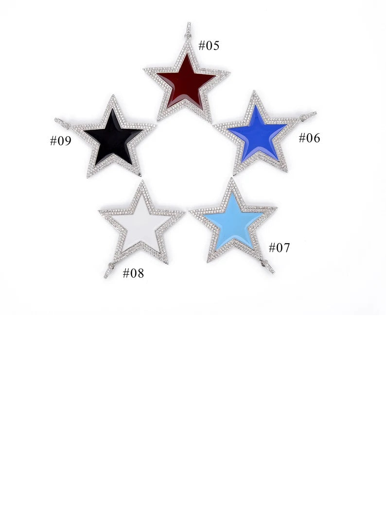 24K Gold Filled Over Brass Enamel Star Charm CZ, Star Necklace, Charm Necklace, Star Jewelry, Cubic Zirconia, CP893