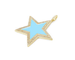 24K Gold Filled Over Brass Enamel Star Charm CZ, Star Necklace, Charm Necklace, Star Jewelry, Cubic Zirconia, CP893