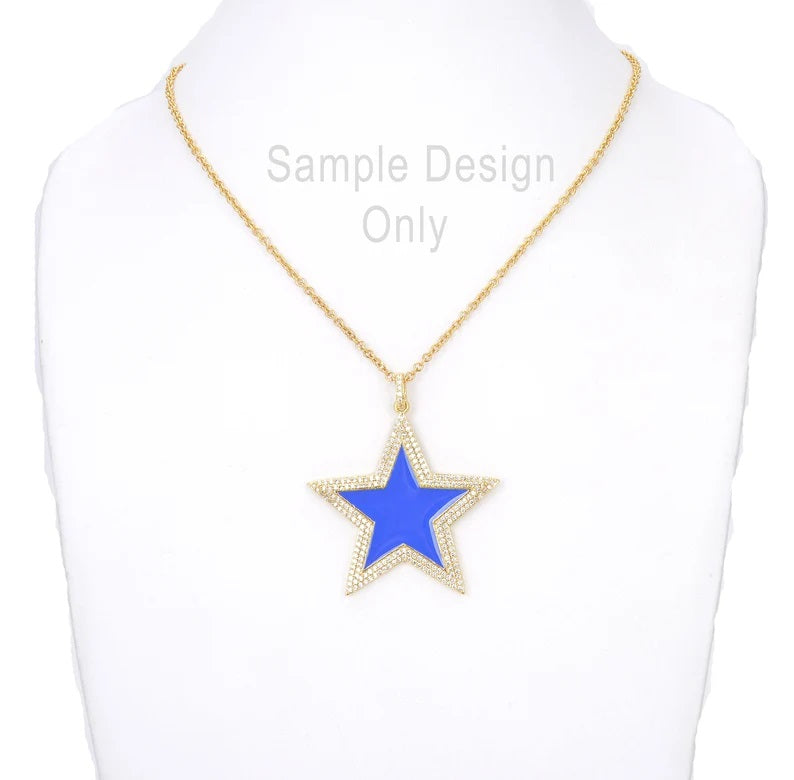 24K Gold Filled Over Brass Enamel Star Charm CZ, Star Necklace, Charm Necklace, Star Jewelry, Cubic Zirconia, CP893