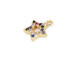 18K Gold Filled Star Charm CZ, Multiple Colored CZ Star Charm, Star Charm, Star Pendant, Charm Bracelet, Cubic Zirconia, 10x8mm, CP896