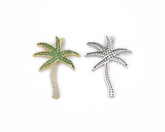 18K Gold Filled Palm Tree Charm CZ, Palm Tree, Tree charm, Beach Charm, Necklace charm, Charm Bracelet, Cubic Zirconia, 38x29mm, CP900