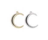 18K Gold Filled Enamel Crescent Moon Charm CZ, Moon Charm, Crescent Moon Charm, Half Moon Charms, Enamel Charms, 36x28mm, CP902