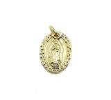 24K Gold Filled Virgin Mary Charm, Our Lady Of Guadalupe, Virgin Mary Necklace, Virgin Mary Bracelet, Virgin Mary Pendant, 14x11mm, CP904
