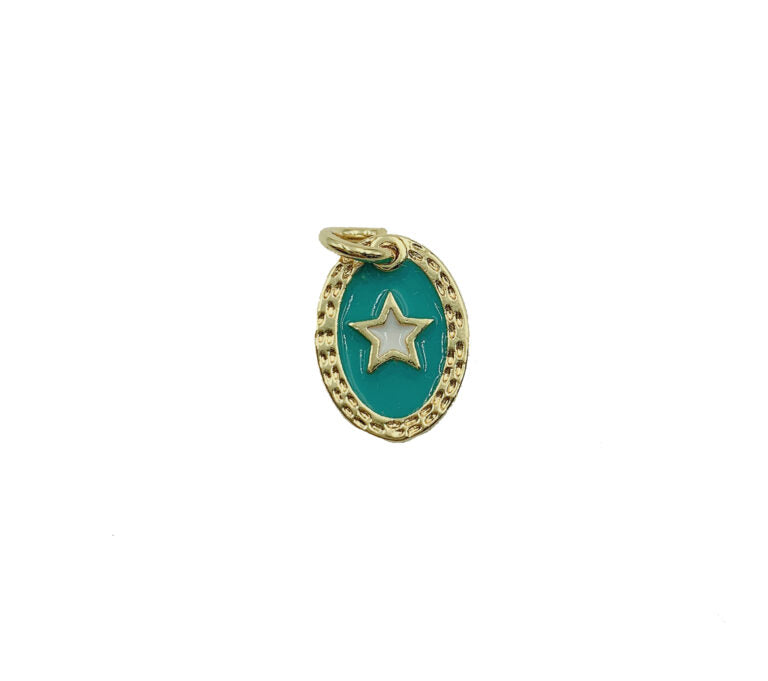 24K Gold Filled Enamel Star Charm Pendant, Star Pendant, Star Charm, Charm Necklace, Bracelet Charm, Enamel Charms, Star, 9mm, CP909