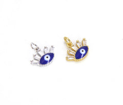 18K Gold Filled Enamel Eyelashes Evil Eye CZ Micro Pave Charm, Enamel Evil Eye, Evil Eye Necklace, Evil Eye Charm, 11x11mm, CP914