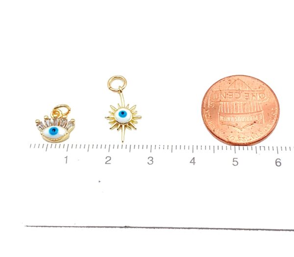 18K Gold Filled Enamel Eyelashes Evil Eye CZ Micro Pave Charm, Enamel Evil Eye, Evil Eye Necklace, Evil Eye Charm, 11x11mm, CP914