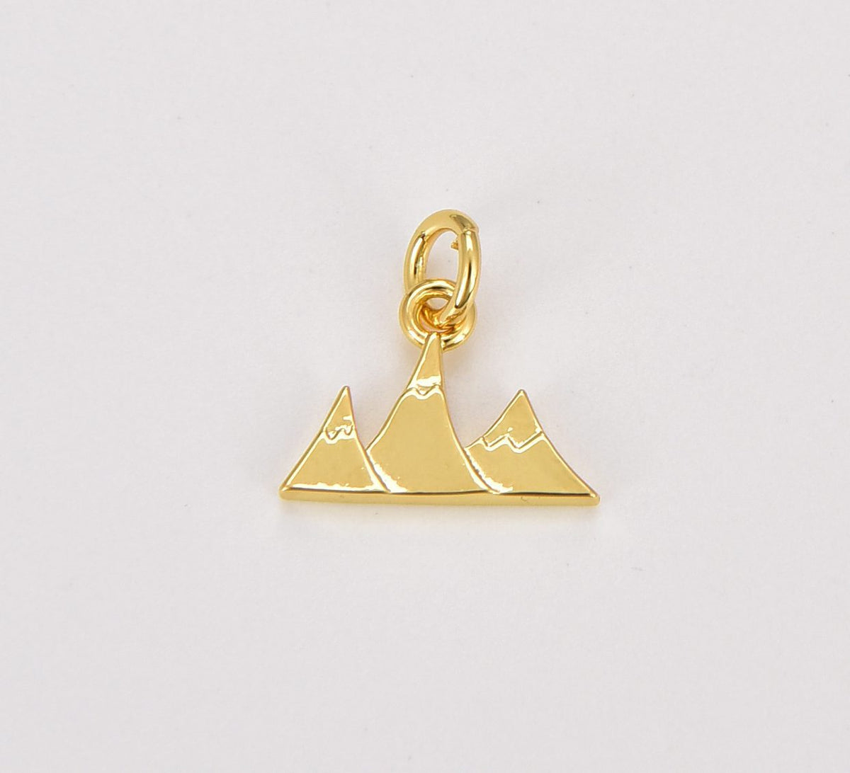 24K Gold Filled Mountain Charm, Mountain Pendant, Charm Bracelet, Charm Necklace, Mountain Necklace, Mountain Bracelet, Charm, 10mm, CP916