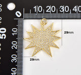 24K Gold Filled Sunburst Charm Pendant CZ Micro Pave, Sun Pendant, Sunburst Pendant, Sunburst Charm, Sun Charm, Cubic Zirconia, 29x29mm, CP918