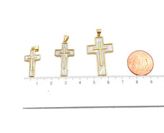 24K Gold Filled Shell Cross Charm Pendant, Crucifix Charm, Cross Charm, Cross Pendant, Mother Of Pearl, Charm Necklace, Small, Medium, Large, CP924