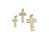 24K Gold Filled Shell Cross Charm Pendant, Crucifix Charm, Cross Charm, Cross Pendant, Mother Of Pearl, Charm Necklace, Small, Medium, Large, CP924