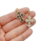 18K Gold Filled Enamel Cross Charm, Small Cross Pendant for Necklace Bracelet Earring Charm Supply Religious Jewelry, 30x15mm, CP926