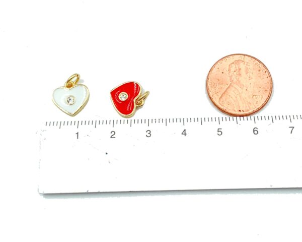 24K Gold Filled Enamel Heart Charm CZ, Heart Charm, Heart Pendant, Heart Necklace, Cubic Zirconia, 10x10mm, CP927