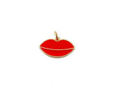 24K Gold Filled Red Enamel Lips Charm Pendant, Lips Pendant, Lips Necklace, Lips Jewelry, Lips Charm, Enamel Charm, 18x10mm, CP929