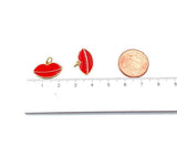 24K Gold Filled Red Enamel Lips Charm Pendant, Lips Pendant, Lips Necklace, Lips Jewelry, Lips Charm, Enamel Charm, 18x10mm, CP929