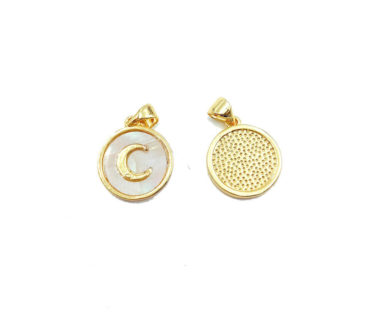 24K Gold Filled Abalone Shell Crescent Moon Charm Pendant, White Shell Crescent Moon Charm, Mother Of Pearl, Charm Necklace, Charm, 19x13mm, CP931