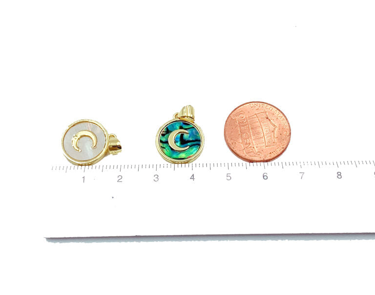 24K Gold Filled Abalone Shell Crescent Moon Charm Pendant, White Shell Crescent Moon Charm, Mother Of Pearl, Charm Necklace, Charm, 19x13mm, CP931