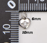 18K Gold Filled Dainty Clear CZ Gem Solitaire Heart Charm CP937