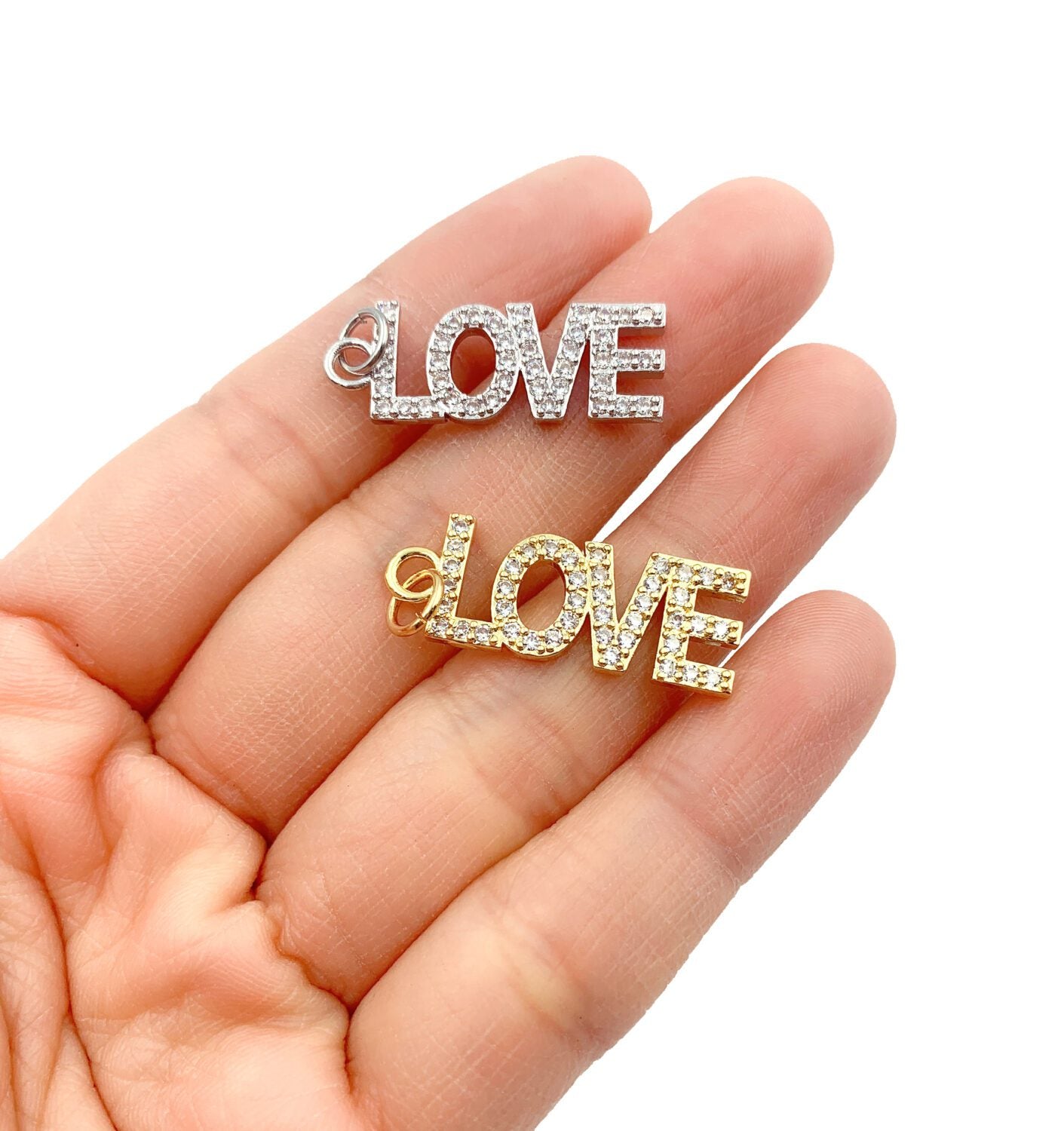 18K Gold Filled Love CZ Micro Pave Charm Pendant, CP941