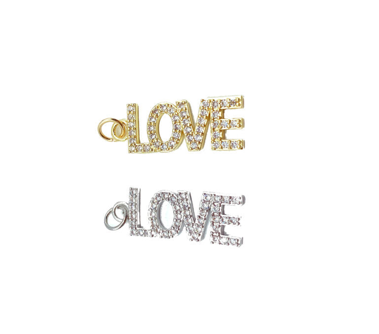 18K Gold Filled Love CZ Micro Pave Charm Pendant, CP941