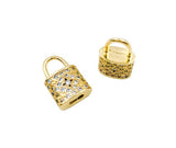 24K Gold Filled Padlock Cubic Zirconia Micro Pave Charm Pendant, Lock Charm, Padlock, Padlock Necklace, Charm Bracelet, Cubic Zirconia, Charm, 18x12mm, CP949