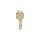 18K Gold Filled Key Cubic Zirconia Micro Pave Charm Pendant, Key Charm, Silver Key Pendant, Key Necklace, Charm Bracelet, Cubic Zirconia, 32x14mm, CP950