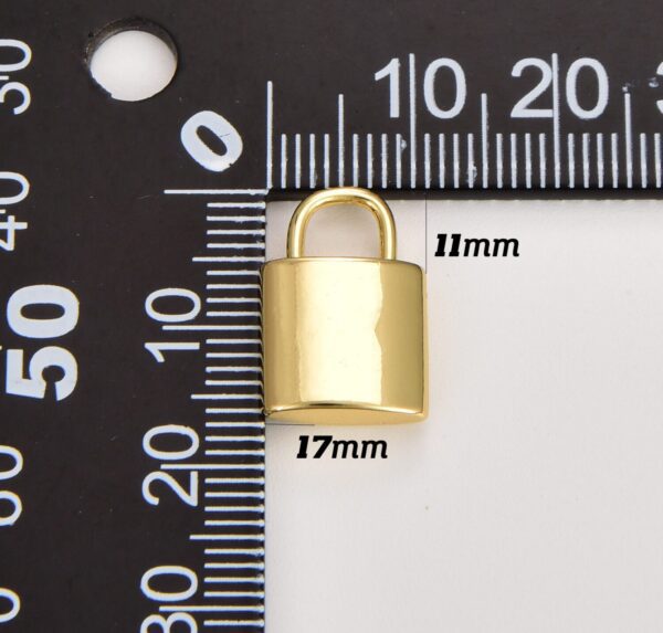 24K Gold Filled Padlock Charm Pendant, Lock Charm, Padlock Necklace, Charm Bracelet, Padlock Gold and Rhodium Plated Charm Pendant, 17x11mm, CP961
