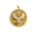 24K Gold Filled Peace Dove CZ Micro Pave Charm Pendant, Dove Charm, Holy Spirit, Christian Charms, Holy Spirit Necklace, Cubic Zirconia, 31x29mm, CP963