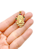 24K Gold Filled Virgin Mary Colored CZ Charm Pendant, Virgin Mary Charm, Virgin Mary Necklace, Virgin Mary Pendant, 31x20mm, CP973