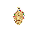 24K Gold Filled Virgin Mary Colored CZ Charm Pendant, Virgin Mary Charm, Virgin Mary Necklace, Virgin Mary Pendant, 31x20mm, CP973