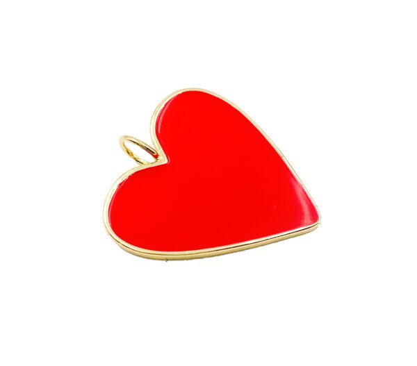 18K Gold Filled Red Heart Enamel Charm Pendant, Red Heart Charm, Red Enamel Heart Charm Heart Pendant, Jewelry Necklace, CP977