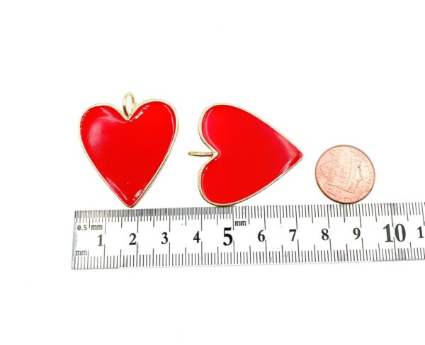 18K Gold Filled Red Heart Enamel Charm Pendant, Red Heart Charm, Red Enamel Heart Charm Heart Pendant, Jewelry Necklace, CP977