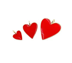 18K Gold Filled Red Heart Enamel Charm Pendant, Red Heart Charm, Red Enamel Heart Charm Heart Pendant, Jewelry Necklace, CP977