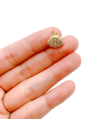 24K Gold Filled Clam Shell CZ Micro Pave Charm Pendant, Clam Shell Charm CZ Micro Pave, Seashell, Shell Pendant, Shell Necklace, 13x12mm, CP978-J0616