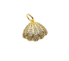 24K Gold Filled Clam Shell CZ Micro Pave Charm Pendant, Clam Shell Charm CZ Micro Pave, Seashell, Shell Pendant, Shell Necklace, 13x12mm, CP978-J0616